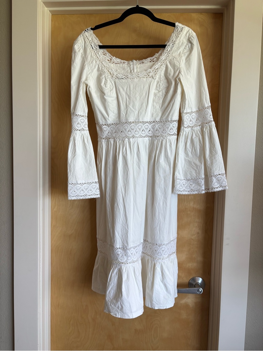 White Cotton Boho Wedding Dress - One-of-a-Kind